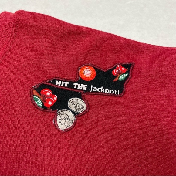 Casino Jackpot Crewneck Pullover Sweatshirt Womens Size Large Red Gambling Hanes - Picture 4 of 6